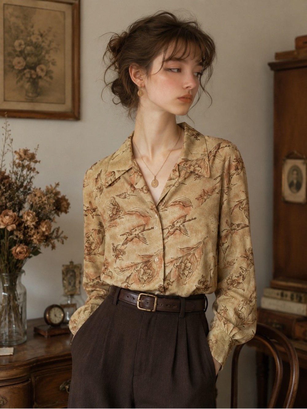 Lady Manhattan - The Replique Collection Vintage 70’s Bird Blouse Size M